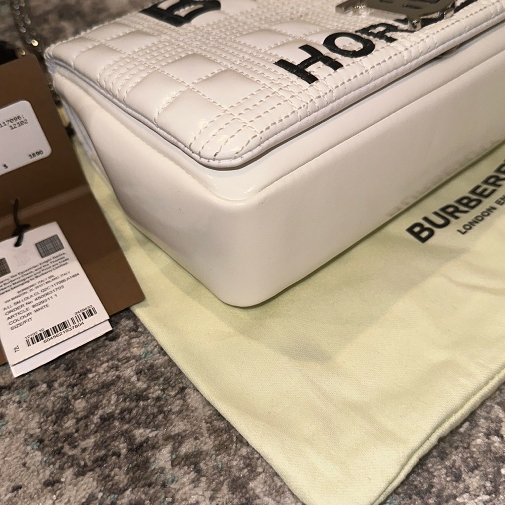Burberry Limited Patent Quilted Horseferry Print Small Lola Bag in White NWT - Picture 6 of 17